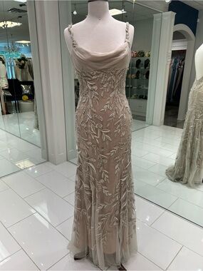 Stephen Yearick Blush Beaded Backless Evening Gown